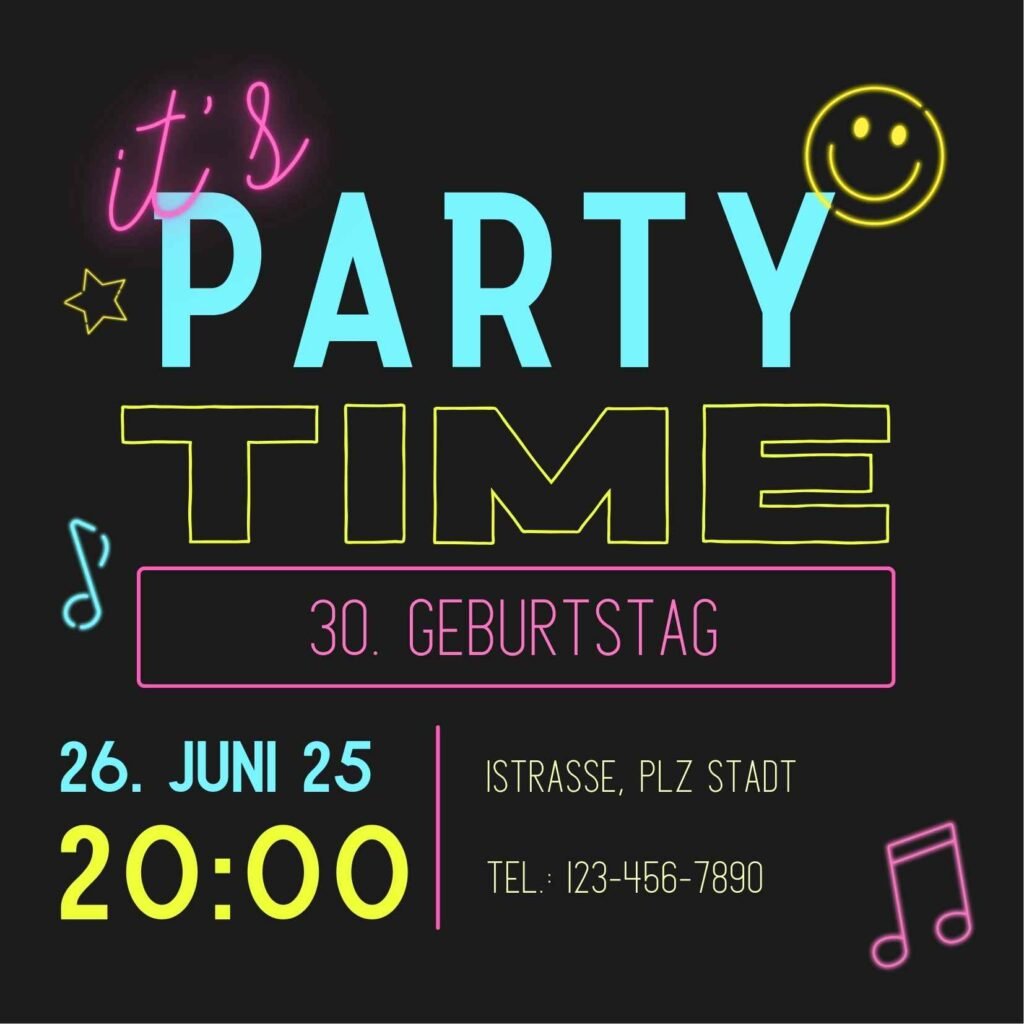 Einladungskarte Beispiel Pop Up Disco