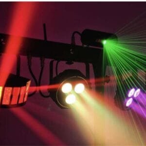 Partylicht-Stativ Laser. LED. Strobo, Derbys im Einsatz (KLS Eurolights)_rot