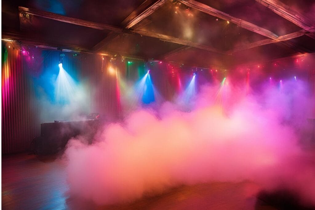 Partylichter mit einer Nebelmaschine im Einsatz