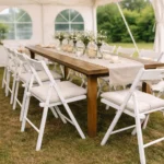 Holzklappstühle mieten - weiß für Hochzeit, Taufe, Konfirmation, Geburtstag